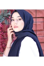 3-روسری زنانه مدل جاز نخی ناوی آبی